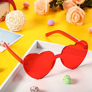 Volamor - 24Pcs Trendy Heart Shaped Rimless Eyewear Sunglasses - Red