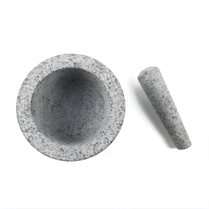 Pruchef - 15x10cm Stone Granite Mortar & Pestle Set for Kitchen - Grey