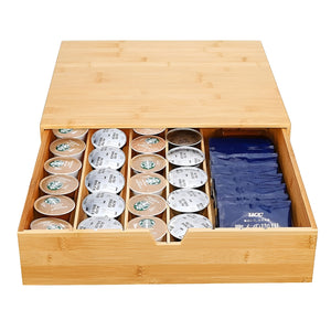 Pruchef - Wood Coffee Pod Drawer with 6 Compartments & Adjustable Partitions - Brown