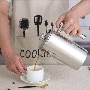 Pruchef - 350ml Insulated Stainless Steel Coffee French Press - Silver