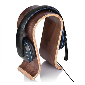 GajToys - 16x25x10 cm Walnut Wood Headphone Stand with Anti Slip Base - Brown