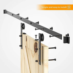 SuaTools - 150cm Carbon Steel Single Barn Door Sliding Track Kit - Black