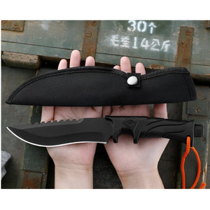 Herqona - 27cm Stainless Steel Camp Knife with Sheath for Outdoor use – Black