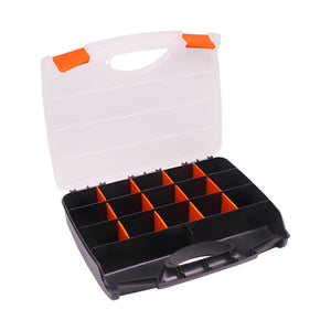 SuaTools - 32x25x5.9cm Plastic Tool Box Organizer with 15 Compartments - Black
