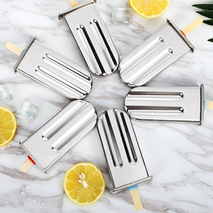 Pruchef - 6Pcs Reusable & Leakproof Stainless Steel Popsicle Mold Set – Silver