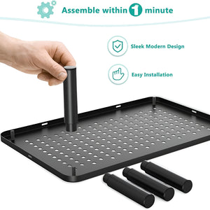 Nerdy Admin - 37×23.3 cm Adjustable Iron Monitor Riser with Mesh Ventilation - Black