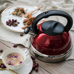Pruchef - 3L Stainless Steel Whistling Tea Kettle for Stove Top - Red