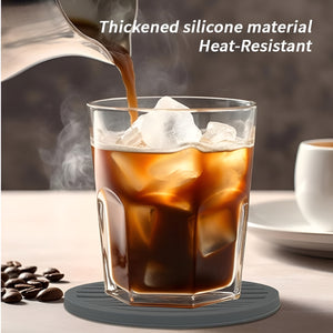 Pruchef  - 6 Pcs Silicone Coasters Set With Holder For Drink Cup Barware - Grey