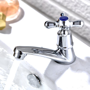 Herqona - 2 Pcs Zinc Alloy Wash Basin Bathroom Tap with ABS Filter - Silver