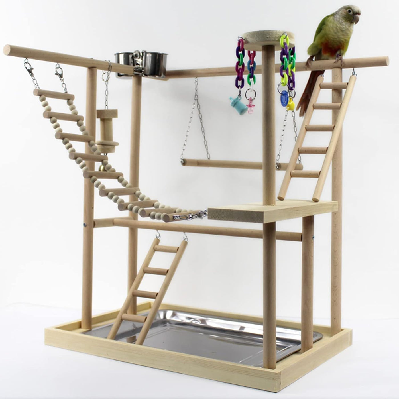 WigWagga - Interactive Parrot Bird Wooden Playground Stand Training Gy ...