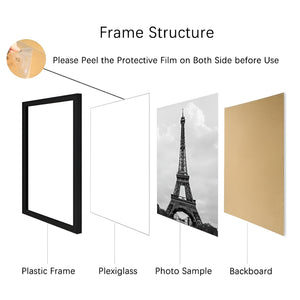 Volamor - 5 Pcs PVC Photo Frames with Plexiglass & Removable Mats for Wall Decor