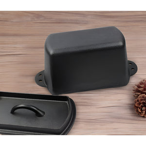 Pruchef - 27x12.5x11cm Pre Seasoned Cast Iron Bread Pot with Lid – Black