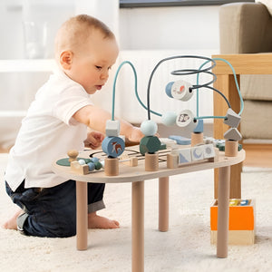 Toto Bubs - 39x22x37cm Wooden Sensory Activity Table with Bead Maze – Brown