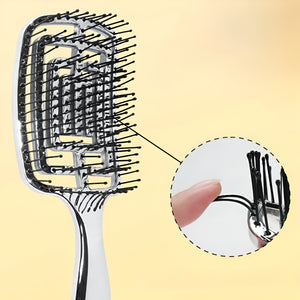 Volamor - 24 cm Nylon Bristles Detangling Hair Styling Hair Brush - Silver