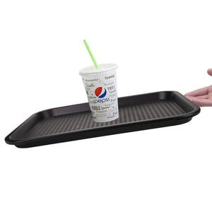 Pruchef - 12 Pcs Plastic Fast Food & Cafeteria Serving Trays - Black