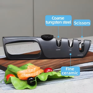 Pruchef - Adjustable Angle Guide & Non Slip Rubber Edge Grip Knife Sharpener - Black