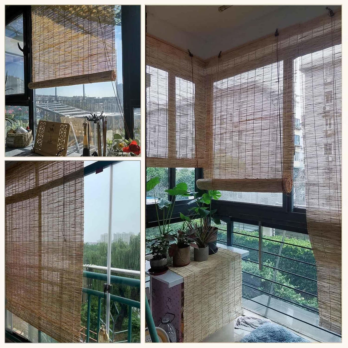 Bamboo Reed Window Herqona - 150cm Bamboo Reed Roll Up Blind Shades for Windows - Coffee ...
