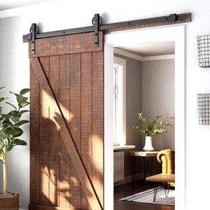 SuaTools - 150cm Carbon Steel Single Barn Door Sliding Track Kit - Black