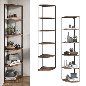 Pract Pack -  6 Tier Particle Board Corner Shelf Stand, For Home & Office Use - Brown