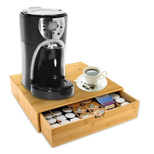 Pruchef - Wood Coffee Pod Drawer with 6 Compartments & Adjustable Partitions - Brown