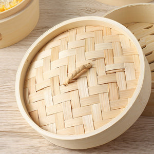 Pruchef - 1 Tier Chinese Bamboo Food Steamers for Dumpling Dim Sum - 25cm