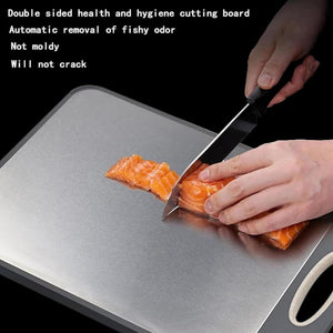 Pruchef - Double Sided Stainless Steel Wheat Straw Cutting Board - Silver