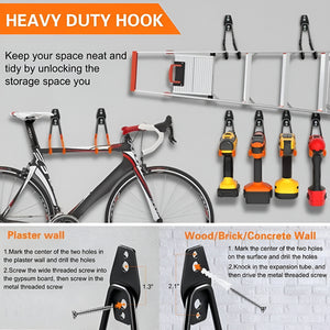 SuaTools - 12 Pcs Wall Mount Heavy Duty Steel Tool Hangers Garage Set – Black