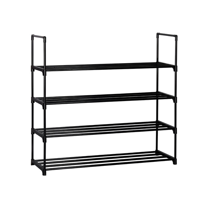 Pract Pack - 4 Tier Metal Expandable & Stackable Shoe Storage Rack for 20 Pairs - Black