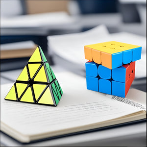Toto Bubs - 2Pcs Speed Cube & Pyramid Brain Teasers Set For Kids Fun - Multicolor