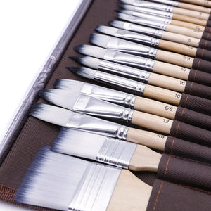 Nerdy Admin - 24pcs Professional Artistic Brushes with Polyester Bag - Brown