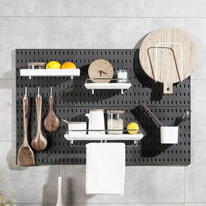 SuaTools - 56x28 cm Pegboard Wall Organizer Kit with Accessories - Black