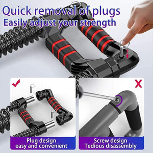 VolaFit - 2 Way Adjustable Steel Chest Expander Bar Workout Equipment - Black