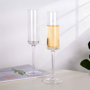 Pruchef - Champagne Flutes, Set of 4 Crystal Glasses - 175 ml