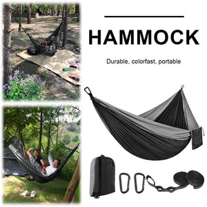 Herqona - 270x140 cm Portable 210T Nylon Camping Hammock with Buckles & Bag – Black