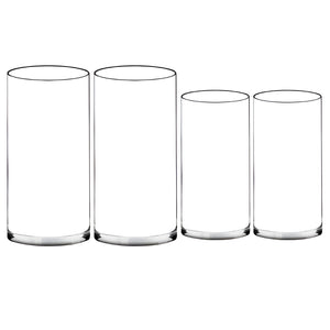 Volamor - 4 Pcs Acrylic Clear Cylinder Flower Vase Set for Plants - Transparent