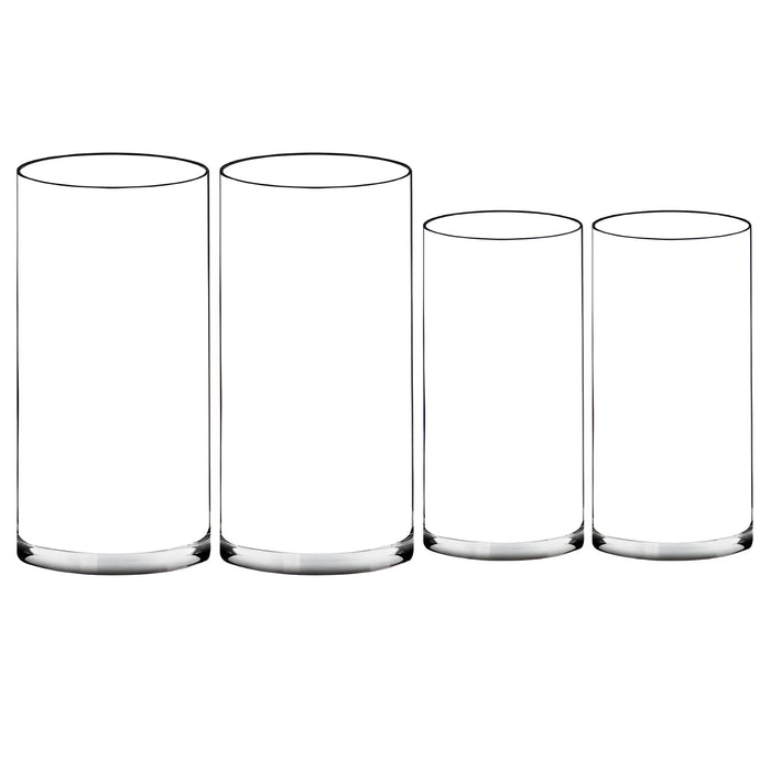 Volamor - 4 Pcs Acrylic Clear Cylinder Flower Vase Set for Plants - Transparent