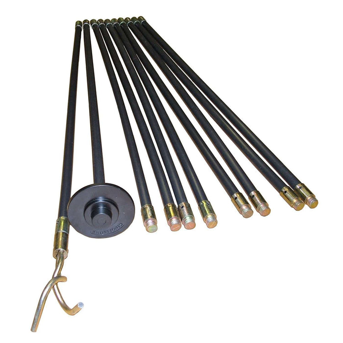 SuaTools - 12 PCS Drain Cleaning Rods Set (10 x Rods Plunger & Worm) - Black