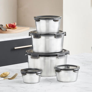 Pruchef - 4 Pcs Stainless Steel Nesting Food Storage Container Set