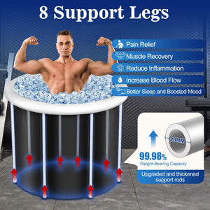 Herqona - XL PVC Portable Ice Bath Tub with Lid for Athletes - Black