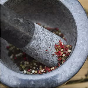 Pruchef - 15x10cm Stone Granite Mortar & Pestle Set for Kitchen - Grey