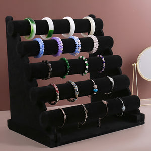 Volamor - 5 Tier PU Leather Jewelry Stand for Bracelet, Watch Necklace - Black
