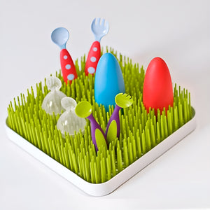 Pruchef - 23.4 cm Plastic Grass Style Baby Bottle Drying Rack with Tray - Green