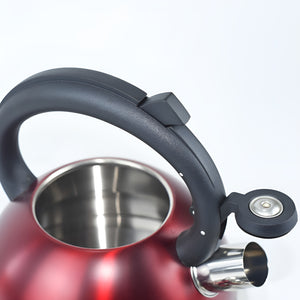 Pruchef - 3L Stainless Steel Whistling Tea Kettle for Stove Top - Red