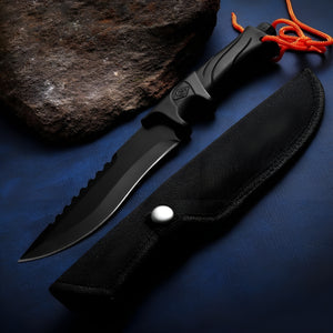 Herqona - 27cm Stainless Steel Camp Knife with Sheath for Outdoor use – Black