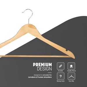 Pruchef - 40 Pcs Wooden Clothes Hangers with Swivel Chrome Hooks - Walnut Brown