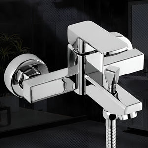Herqona - High Pressure Resistant Square Shower Faucet with Mixer Valve - Silver