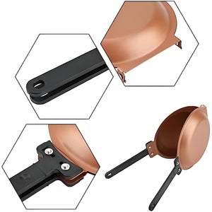 Pruchef - 20cm Stainless Steel Non Stick Double Sided Flip Pancake Maker - Copper