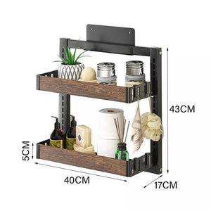 Pract Pack - 2 Layer Carbon Steel Over the Door Spice Rack & Kitchen Organizer - Black