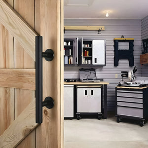 SuaTools - 30x6.5cm Carbon Steel Barn Door Handle for Interior & Exterior - Black