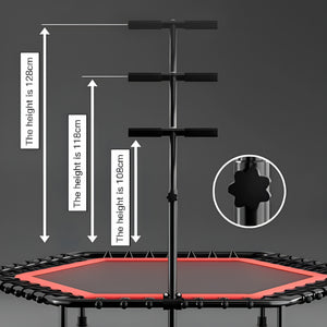 Toto Bubs - 131 cm Hexagon Fitness Trampoline with T-Bar Handle - Black